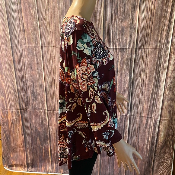 Chico’s size 2 large NWT burgundy maroon purple multi colored floral boho - Picture 8 of 16